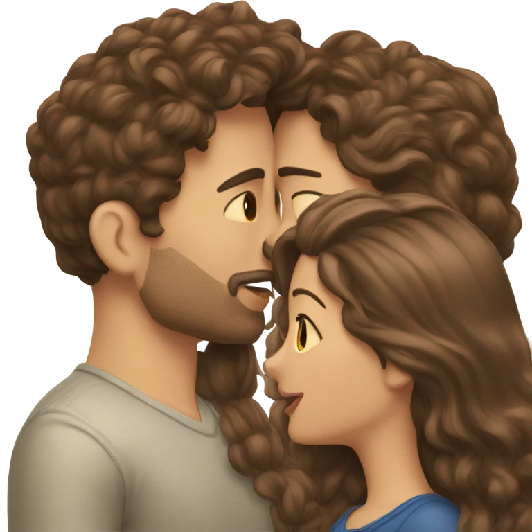 two men one woman kissing brown hair emoji