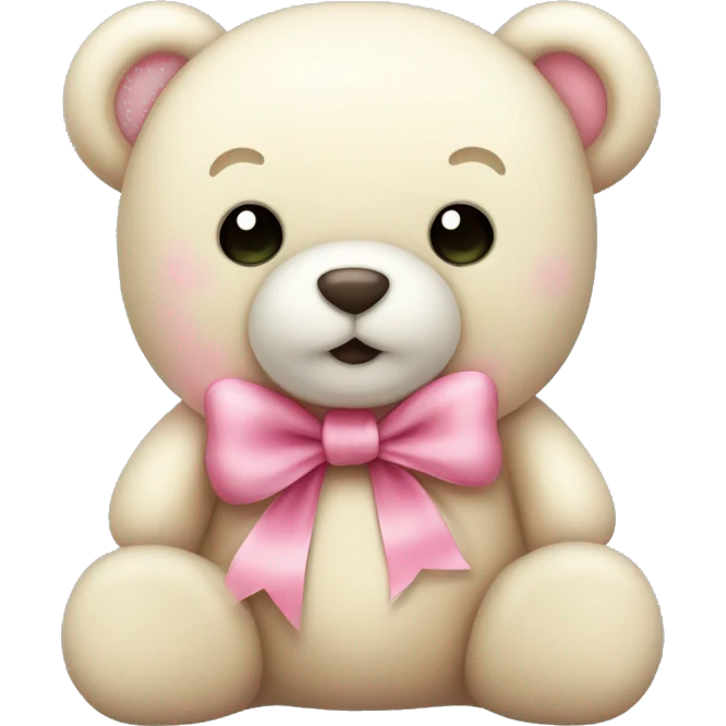 cute cream colored teddy bear with a pink bow emoji