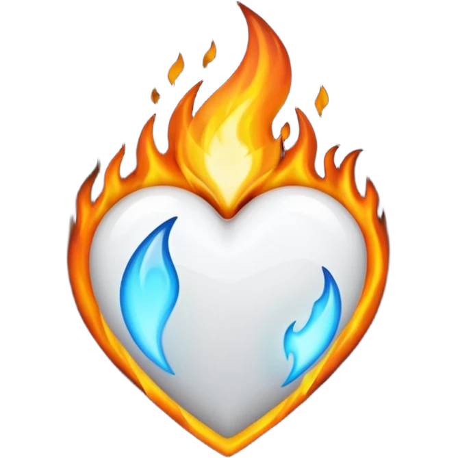❤️‍🔥 .. make the red heart white and flame to black. The structure should be as it is emoji