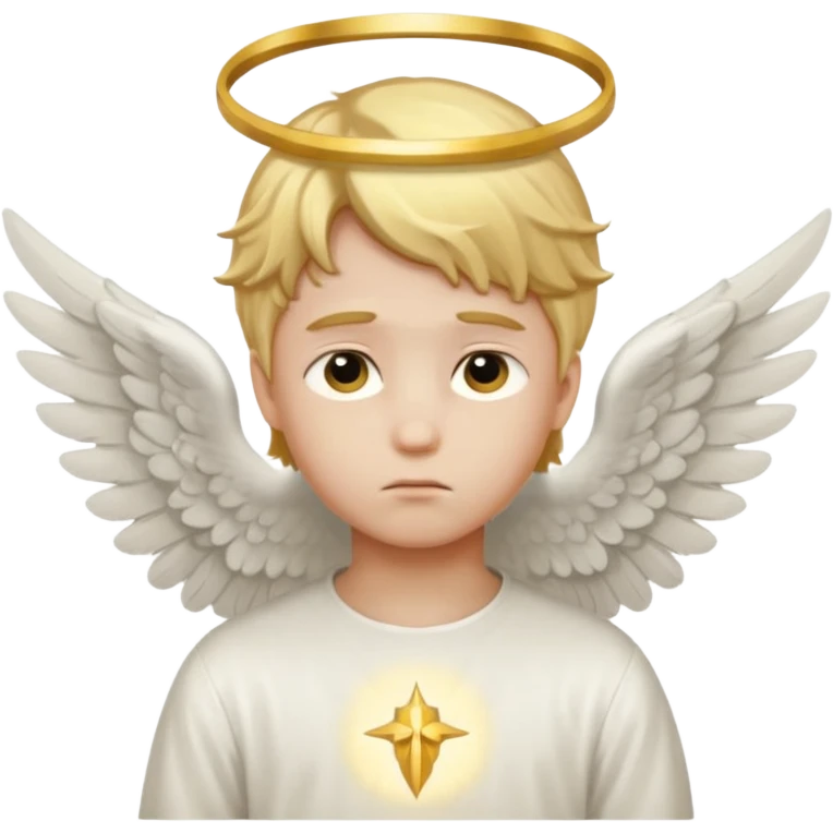 boy angel , sad, white wings, golden ring emoji