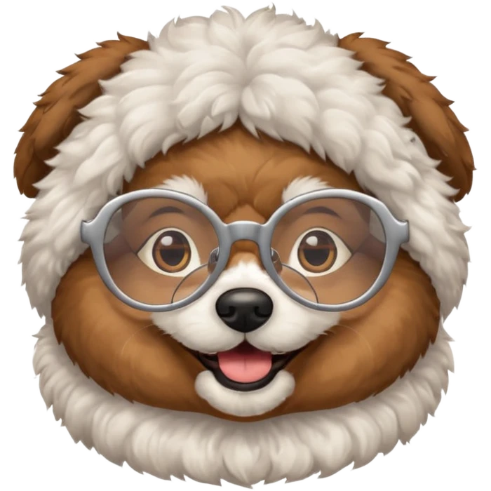 dog wearing grany emoji