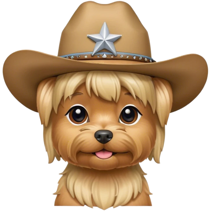 Blonde yorkie in a cowboy hat emoji