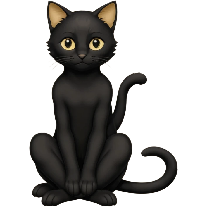 Chat noir peinture mignon assise peinture emoji