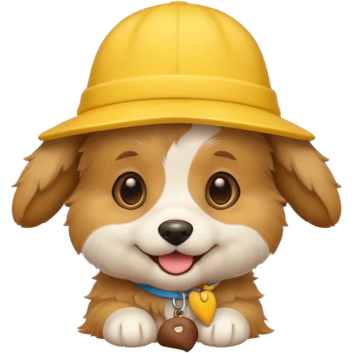 puppy dog with hat yellow emoji