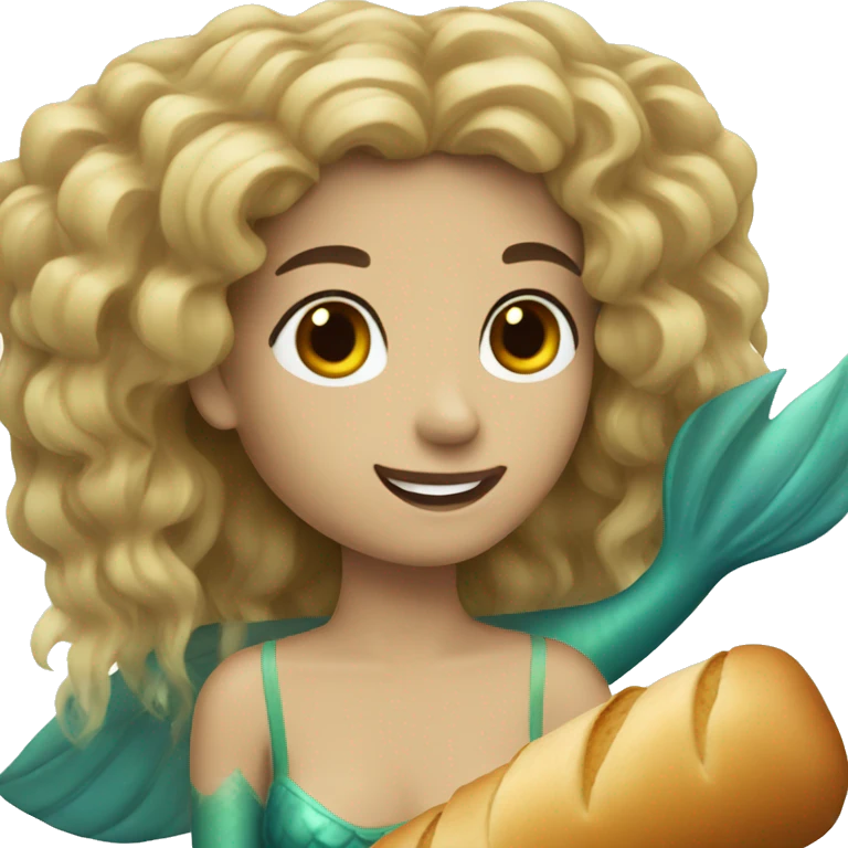 A mermaid with a baguette bread. emoji