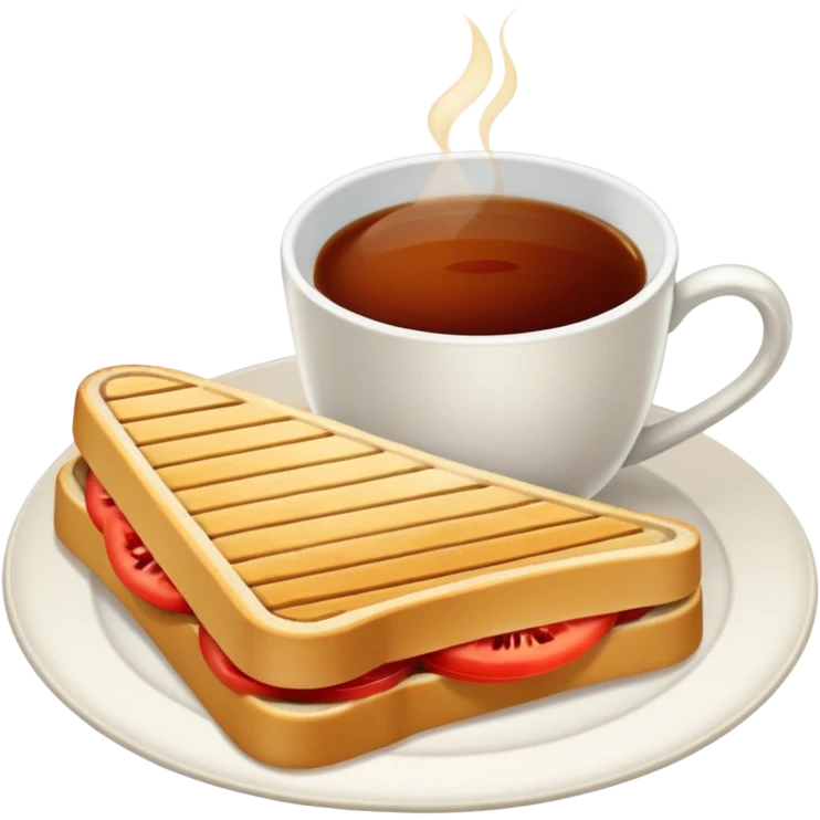 Tost ile çay kaşarlı sucuklu bir tost ve çay bardağında bir çay emoji