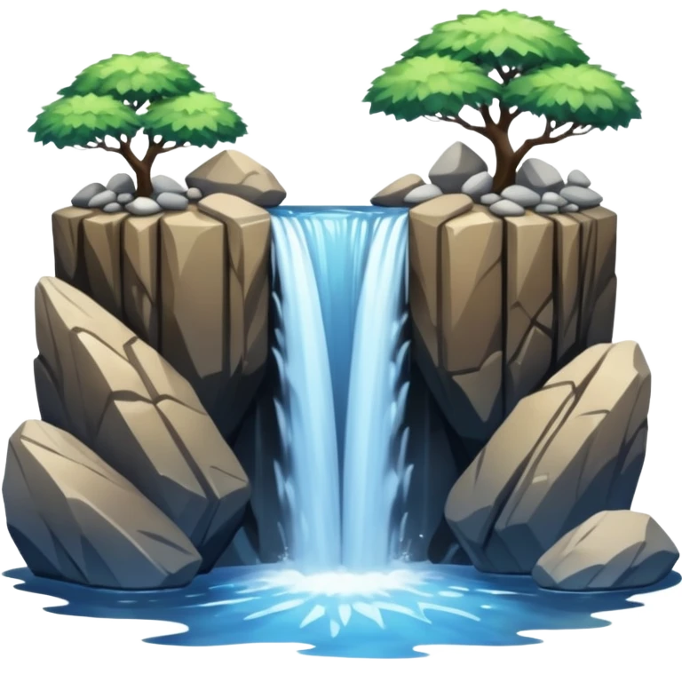 A gorgeous aesthetic waterfall with only rocks and water emoji