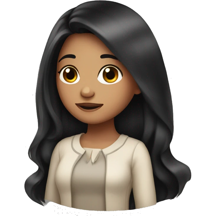 girl with a long black hair and rosy cheeks  emoji