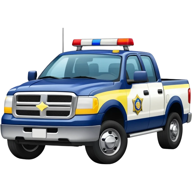 Police Pickup Truck with Body Color Is Navy, White And Lemon Yellow With number Is 02 With emoji