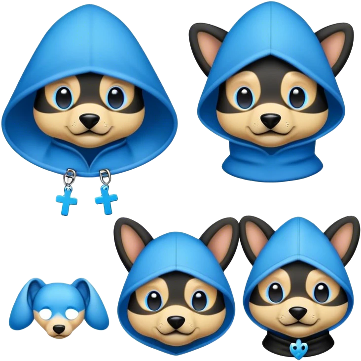 I would like a set of gay "pup" emojis, that are blue and black and a cross between pup hoods and fursonas emoji