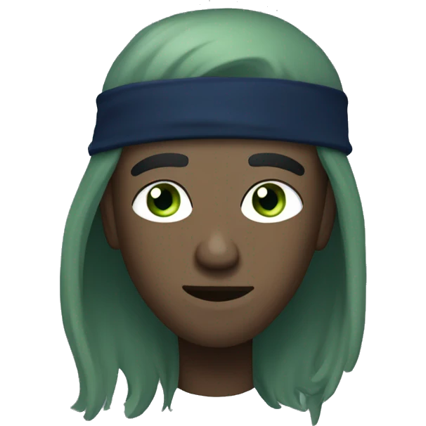 far-skinned guy with navy blue har and sage green eye with his hair covering one of his eyes emoji