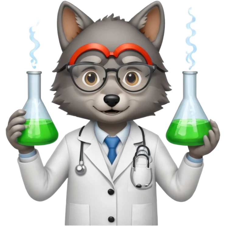 A wolf dressed as a scientist emoji
