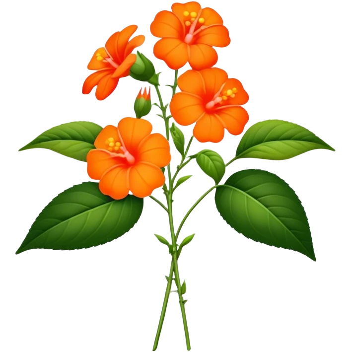 luxuriant, big bouquet Orange Impatiens, stem, leaf emoji