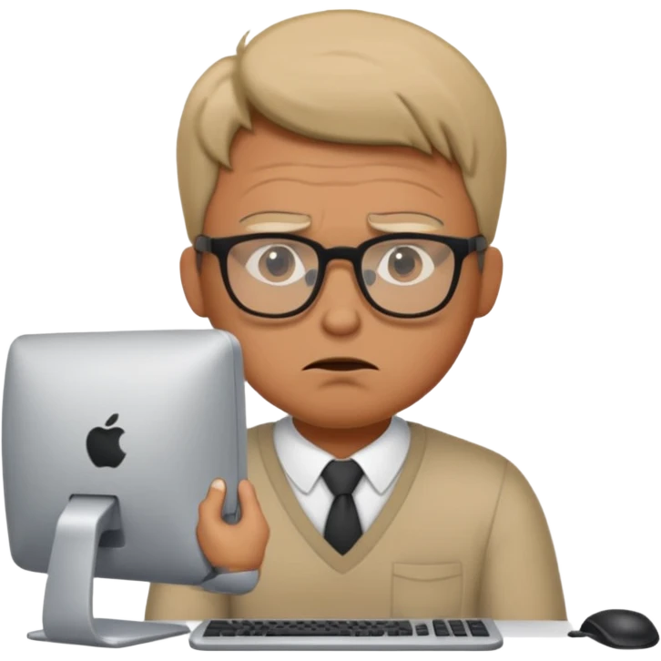 a man in front of a computer annoyed  emoji