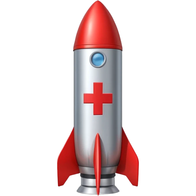 a rocket with a red cross on it emoji
