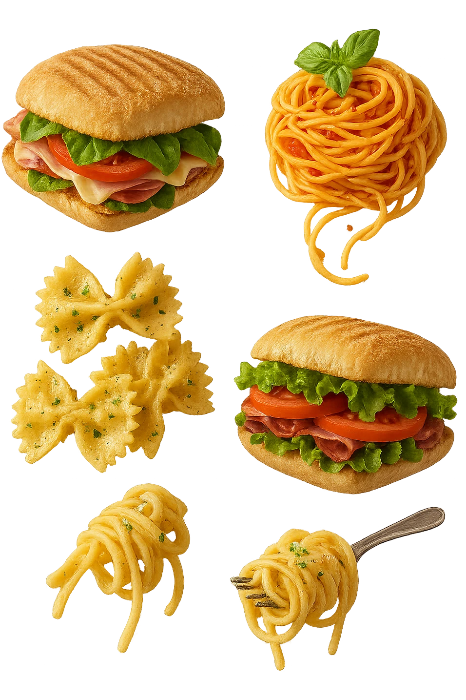 panini e pasta fluttuano in aria  emoji