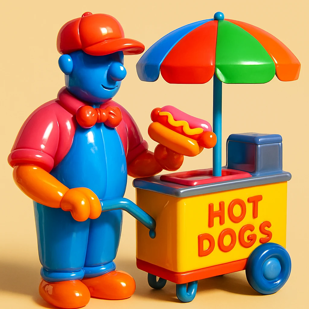 hotdog seller in New York with cart emoji