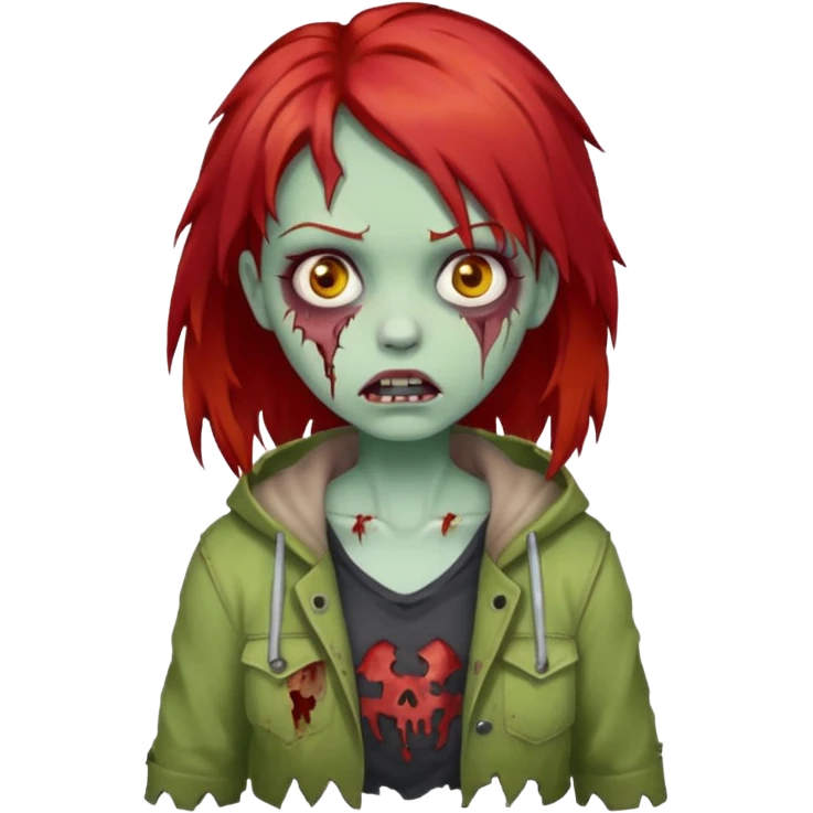 girl zombie red hair emoji