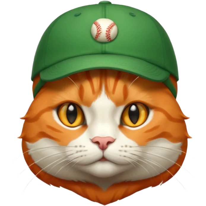 Cat in Green Cap – orange cat wearing a small baseball-style cap. emoji