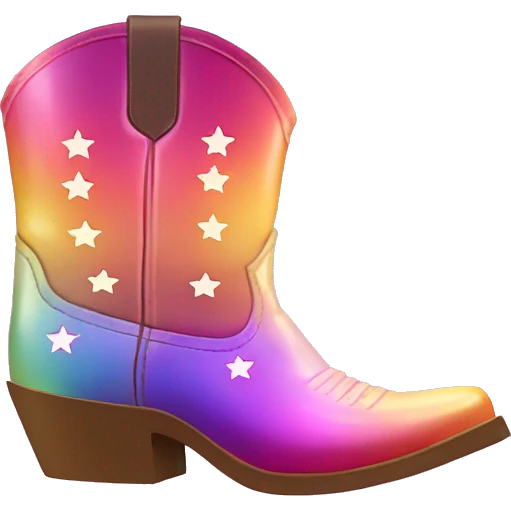 Iridescent gradient cowboy boots with stars emoji