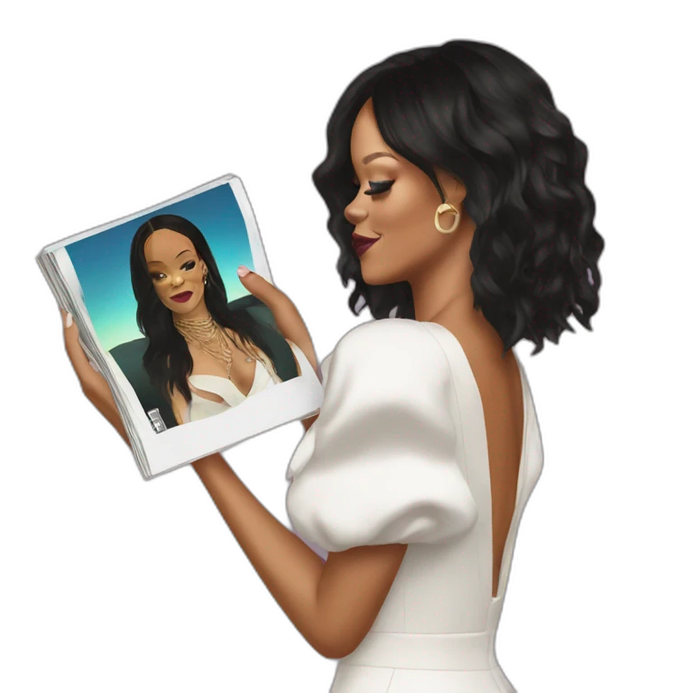 rihanna with an album in the hand emoji