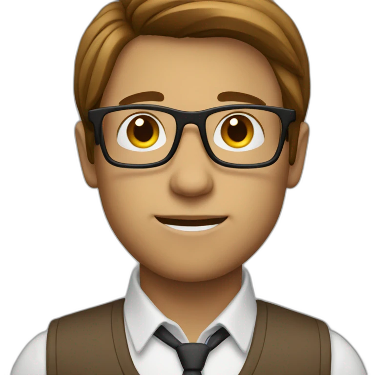 Nerd with long brown straight hair and glasses  emoji