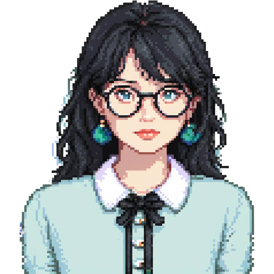 Upper body of Ariel, the Little Mermaid, with black hair and thin round Miu Miu glasses emoji