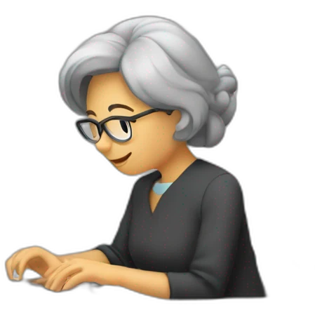 Maestra escribiendo en la computadora emoji