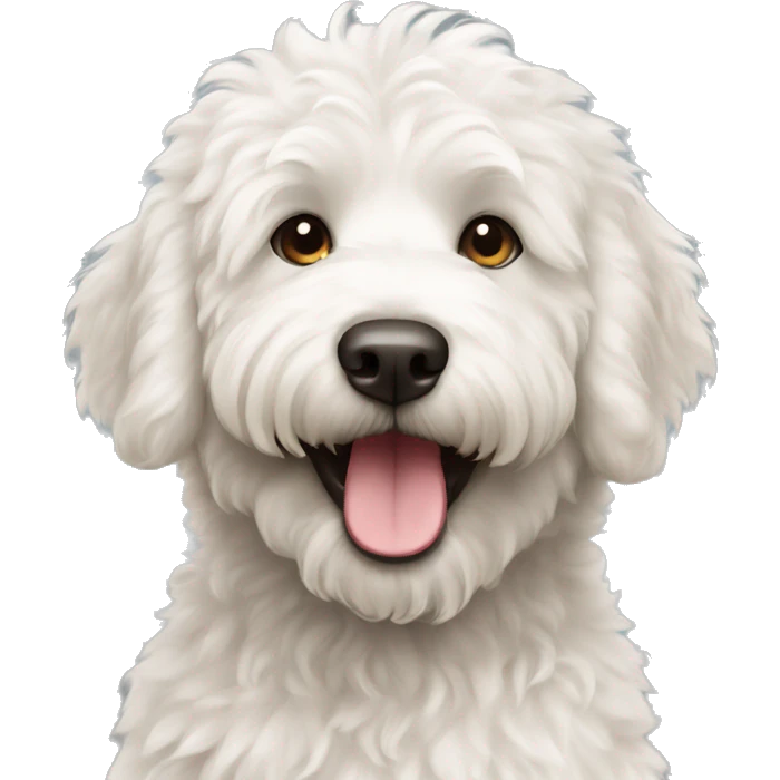 happy white fluffy labradoodle emoji
