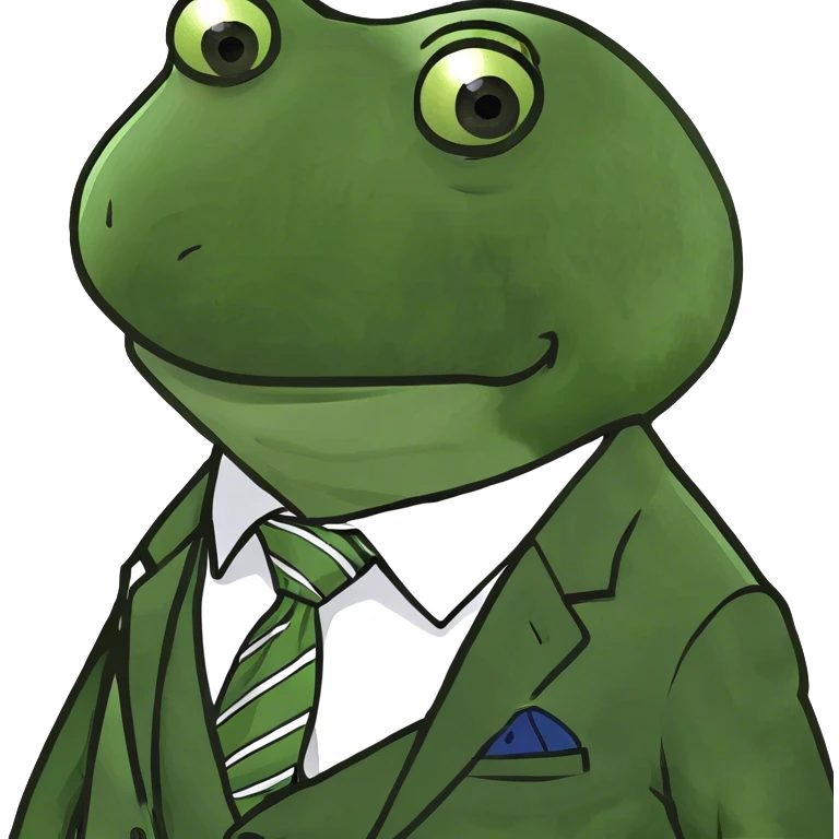 Pepe wearing a suit emoji