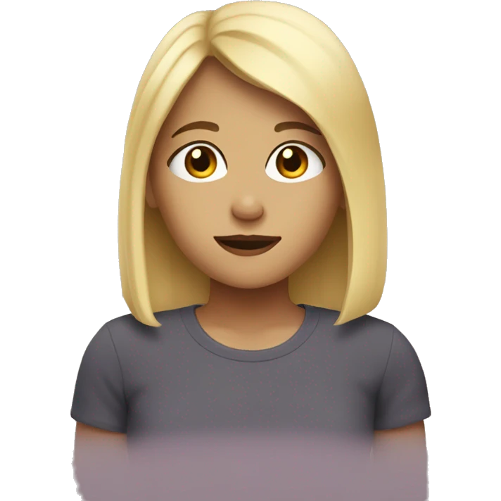 Girl with blonde hair and brown eyes watching tv emoji