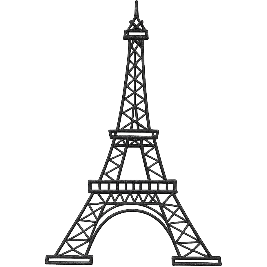 Eiffel Tower hand-drawn black outline style emoji