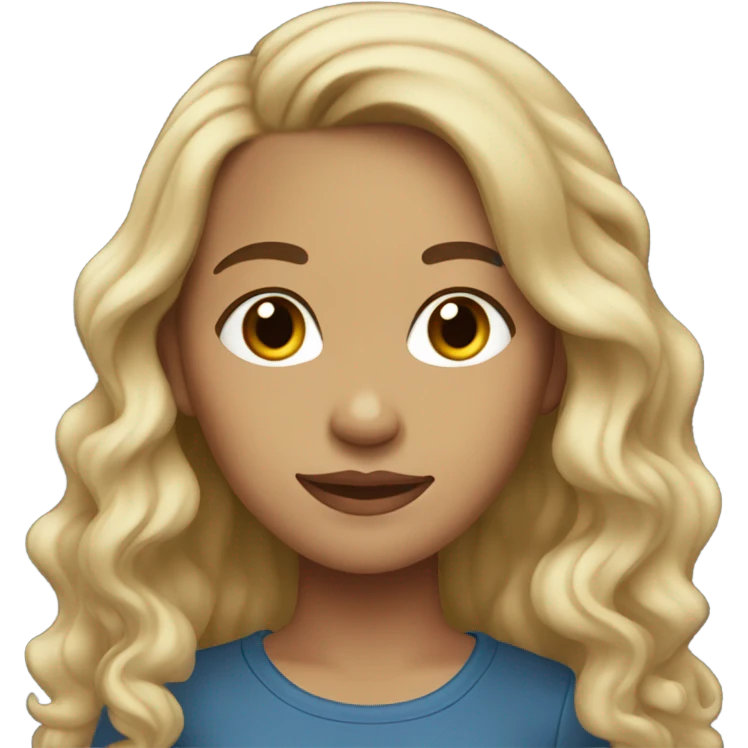 A young woman with light skin, black wavy long hair  emoji
