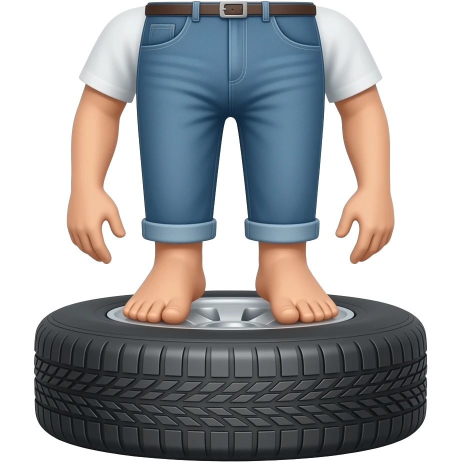 Llanta usando piernas humano emoji