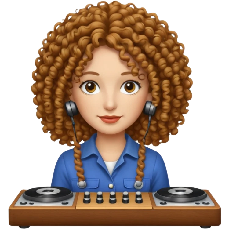 pioneer-woman with curly hair dj-mixer emoji