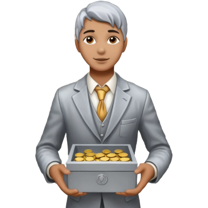 Living statue (silver paint),Street Performers,background street setup, with coins box emoji