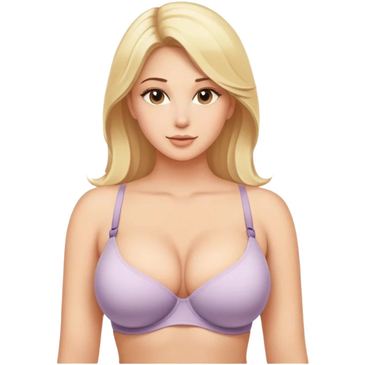 A beautiful blonde woman with a good body, big boobs and butt but wearing a visible bra so no NSFW emoji