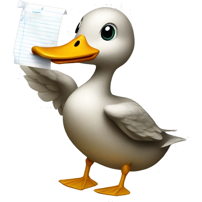 Duck holding paper writed number 2 emoji