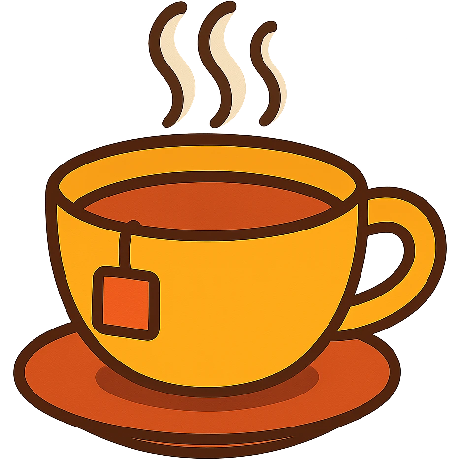 a cup of tea, simple and inviting, steam rising, cozy style emoji
