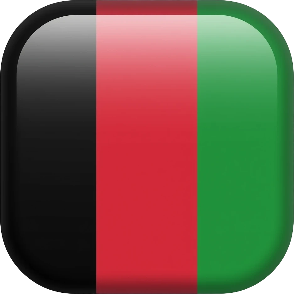An emoji of a flag with three vertical stripes of colors black, red and green colors emoji