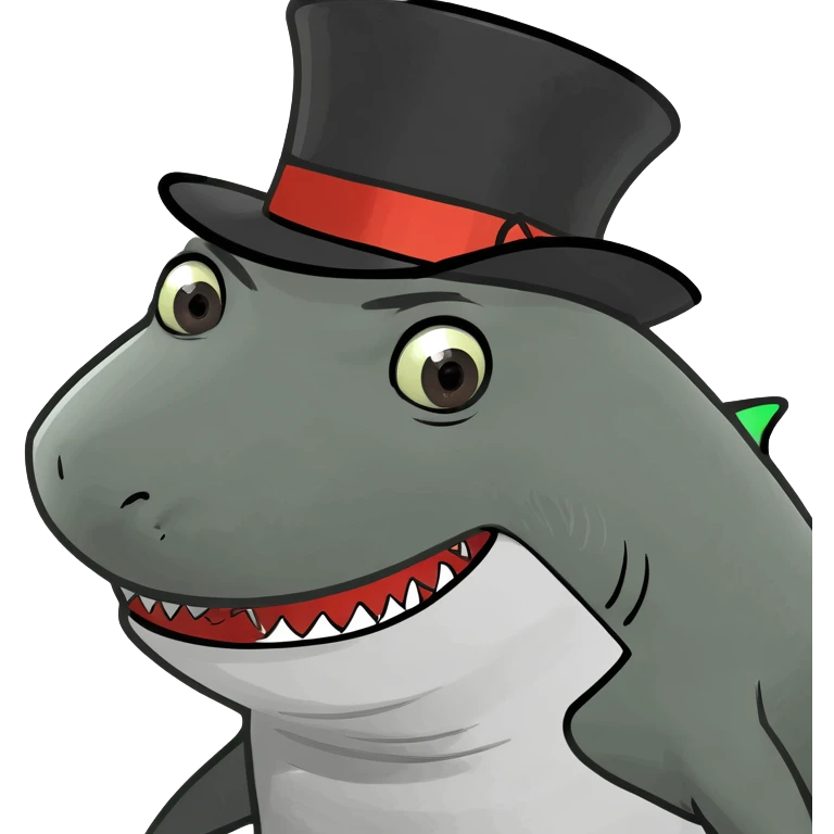 Shark with a top hat emoji