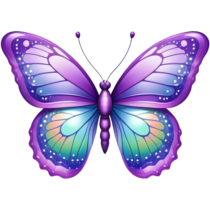 Pastel sparkly violet glittery iridescent rainbow transparent butterfly with detailed intricate patterns emoji
