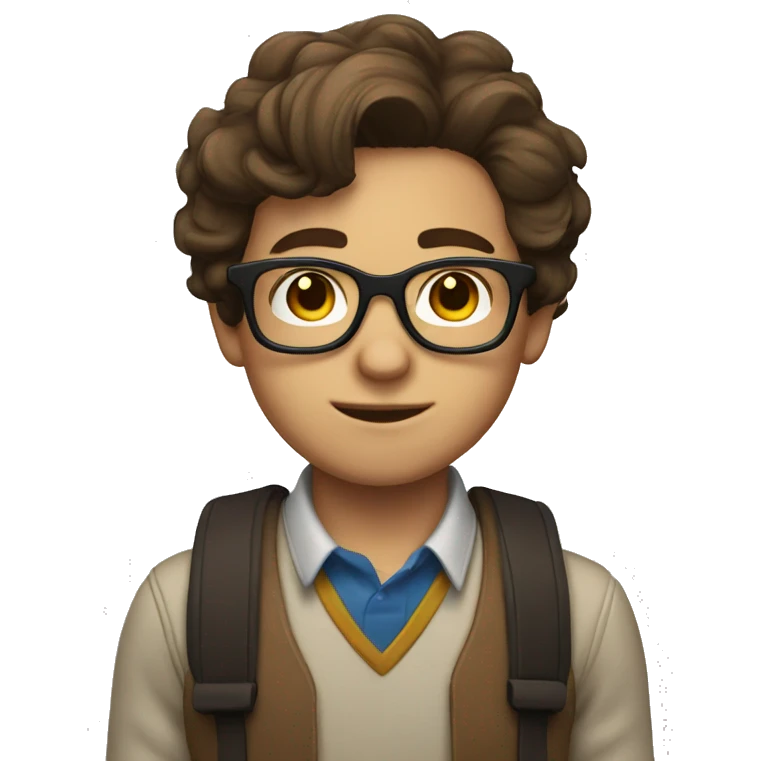 nerd boy with glasses, brown hair emoji