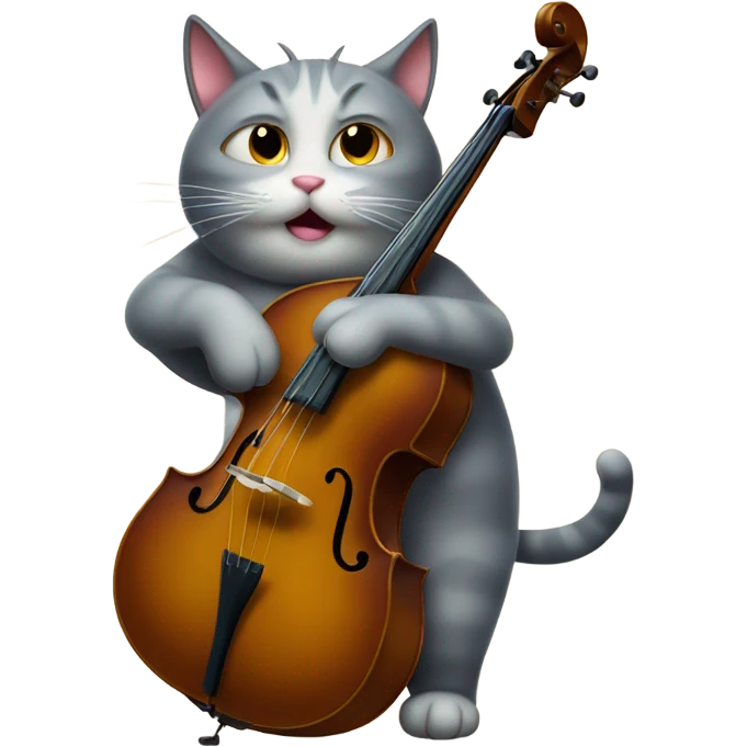 Obese cat playing double bass emoji