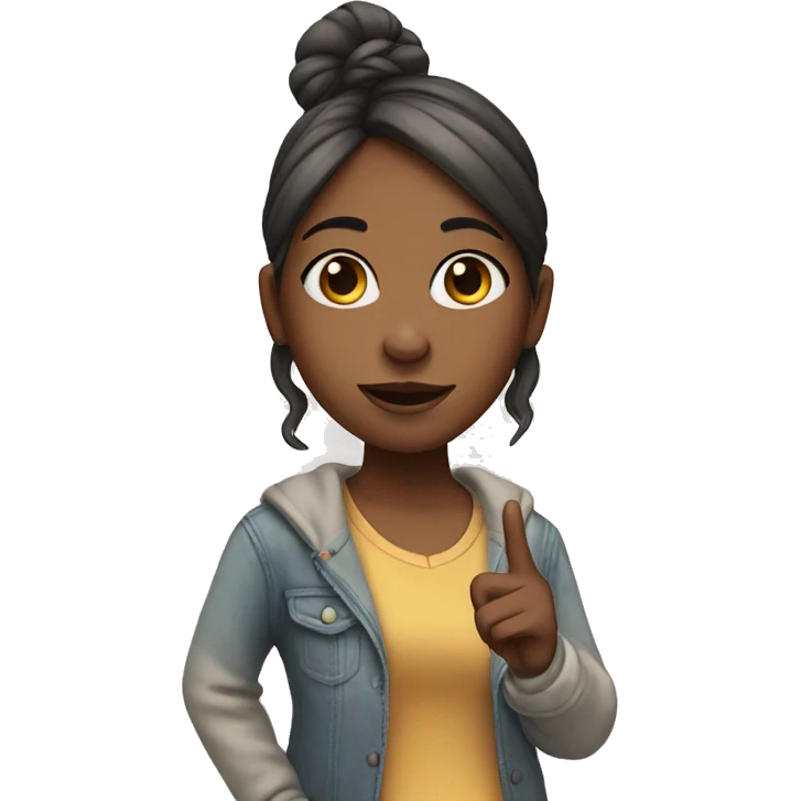 Girl with peace sign emoji