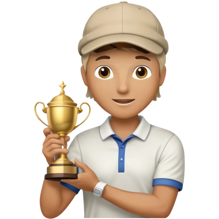 golfer celebrating a win holding a trophy emoji