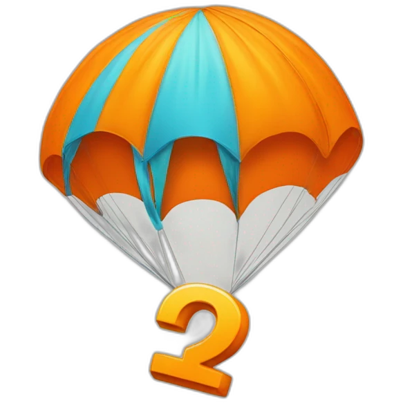 parachute and  orange letter Q emoji