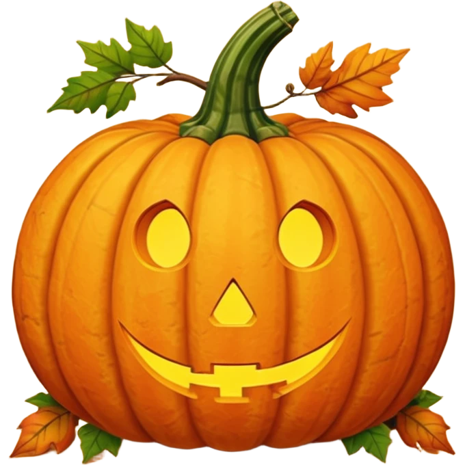 Pumpkin with fall leaves emoji