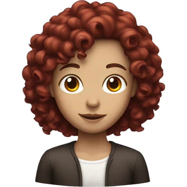 long dark red haired with curly hair and white skin  emoji