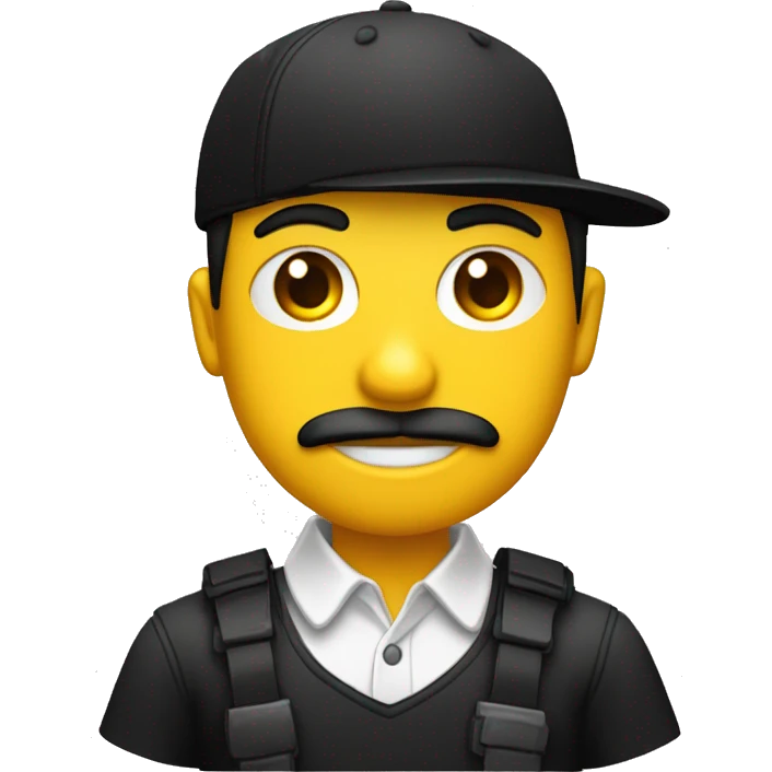 Ladrón de piel amarilla con antifaz negro,gorro negro y camisa negra y blanca emoji